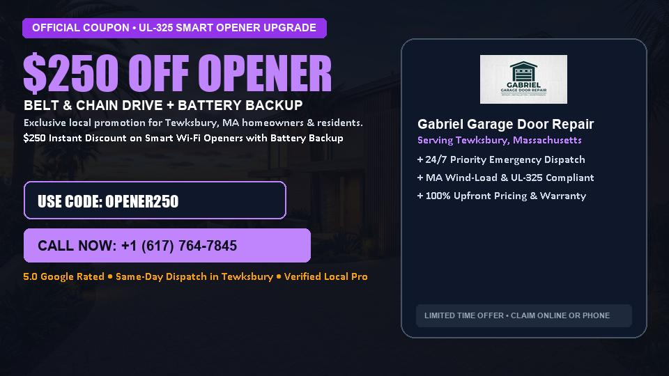 Gabriel Garage Door Repair $250 OFF Premium LiftMaster Opener Installation in Tewksbury, MA