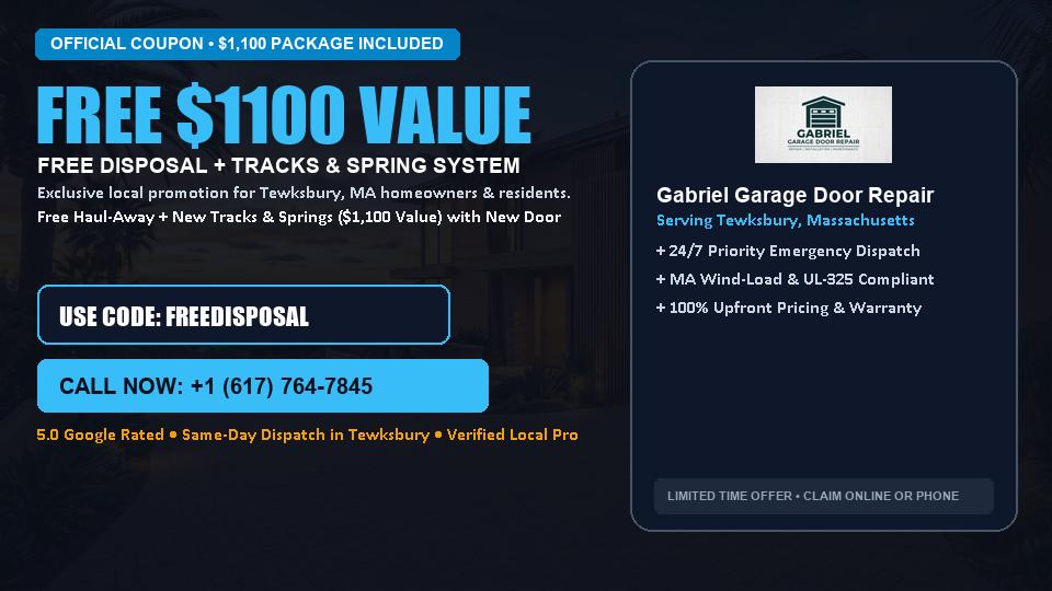 Gabriel Garage Door Repair FREE Haul-Away & Heavy-Duty Tracks with New Door in Tewksbury, MA